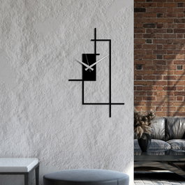 Wallity Corner Reloj de pared decorativo de metal negro